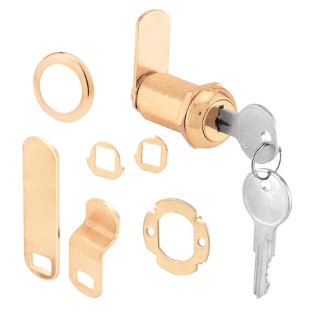 Prime-Line 7/8 in. Brass Plated Diecast Cam Lock, Yale Keyway U 9953